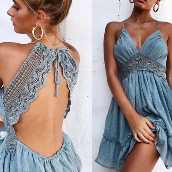 Dresses & Skirts - Last S Blue🎉Cover Up Summer Dress Blue and White